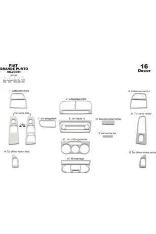 Fiat Grande Punto Ön Torpido Kaplam 16 Parça 2005-2009