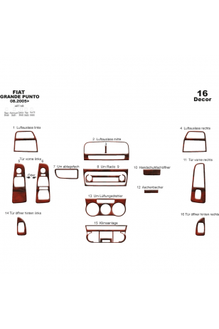 Fiat Grande Punto Ön Torpido Kaplam 16 Parça 2005-2009