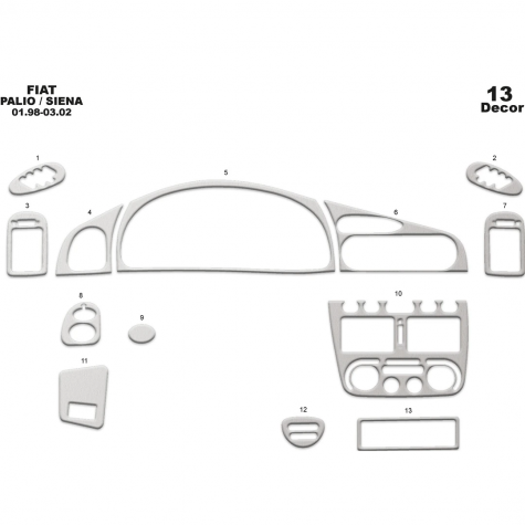 Fiat Palio/Siena Ön Torpido Kaplama 13 Parça 1998-2002