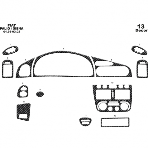 Fiat Palio/Siena Ön Torpido Kaplama 13 Parça 1998-2002