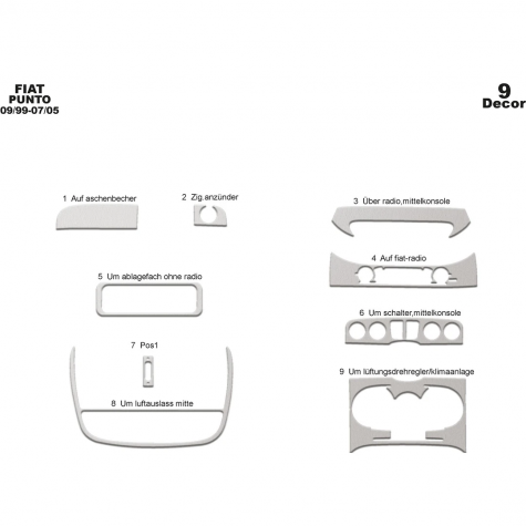 Fiat Punto Ön Torpido Kaplama 9 Parça 1999-2005