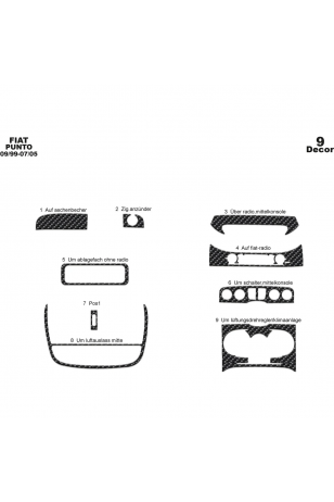 Fiat Punto Ön Torpido Kaplama 9 Parça 1999-2005