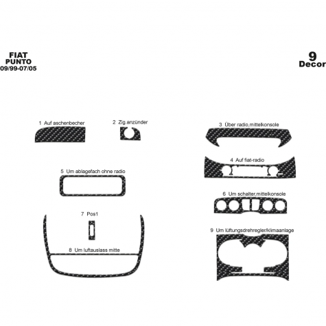 Fiat Punto Ön Torpido Kaplama 9 Parça 1999-2005