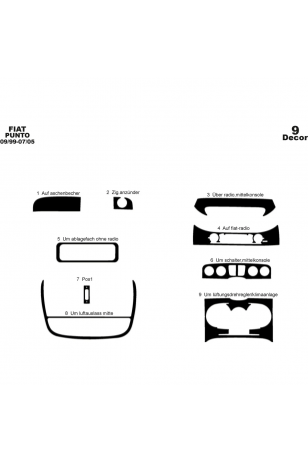 Fiat Punto Ön Torpido Kaplama 9 Parça 1999-2005