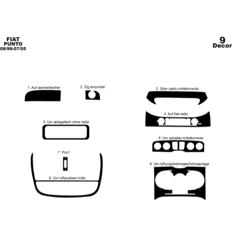 Fiat Punto Ön Torpido Kaplama 9 Parça 1999-2005