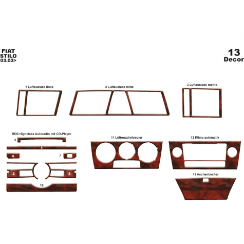 Fiat Stilo Ön Torpido Kaplama 13 Parça 2003-2009