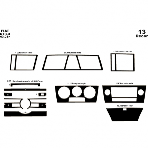 Fiat Stilo Ön Torpido Kaplama 13 Parça 2003-2009