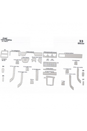 Fiat Tempra Ön Torpido Kaplama 33 Parça 1991-1995