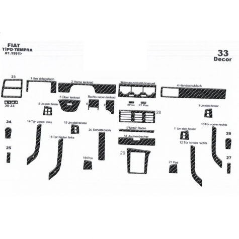 Fiat Tempra Ön Torpido Kaplama 33 Parça 1991-1995