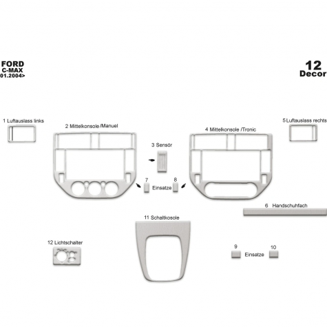 Ford C Max Maun Kaplama 2004-2010 ARASI 12 Parça