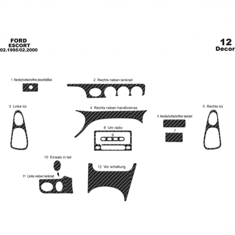 Ford Escord Maun Kaplama 1995-2000 arası 12 Parça