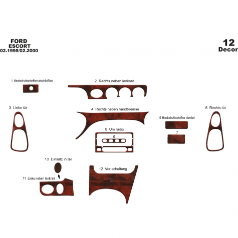 Ford Escord Maun Kaplama 1995-2000 arası 12 Parça