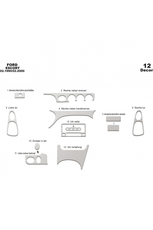 Ford Escord Maun Kaplama 1995-2000 arası 12 Parça