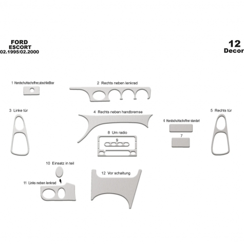 Ford Escord Maun Kaplama 1995-2000 arası 12 Parça