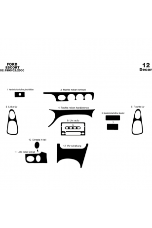 Ford Escord Maun Kaplama 1995-2000 arası 12 Parça
