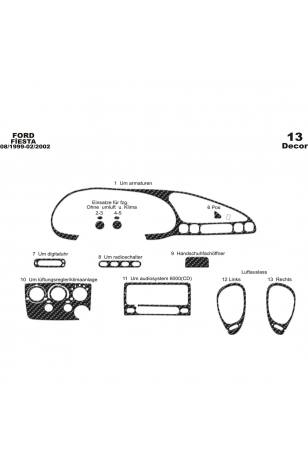 Ford Fiesta Maun Kaplama 1999-2002 arası 13 Parça