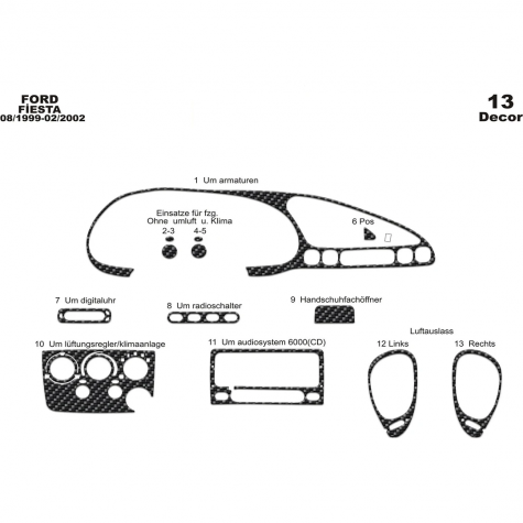 Ford Fiesta Maun Kaplama 1999-2002 arası 13 Parça