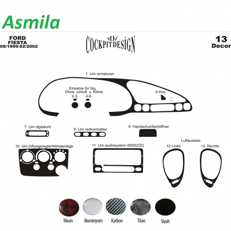 Ford Fiesta Maun Kaplama 1999-2002 arası 13 Parça