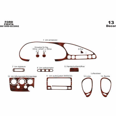 Ford Fiesta Maun Kaplama 1999-2002 arası 13 Parça