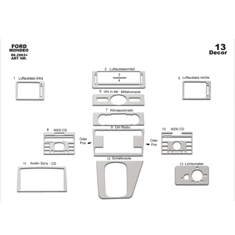 Ford Mondeo Maun Kaplama 2003-2006 arası 13 Parça