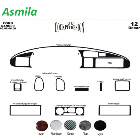 Ford Ranger Maun Kaplama 1999-2006 arası 12 Parça
