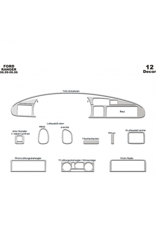 Ford Ranger Maun Kaplama 1999-2006 arası 12 Parça
