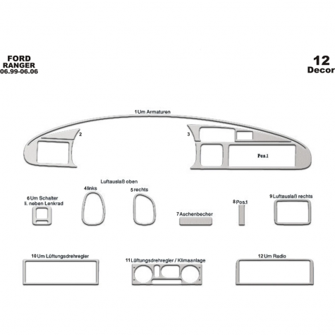 Ford Ranger Maun Kaplama 1999-2006 arası 12 Parça