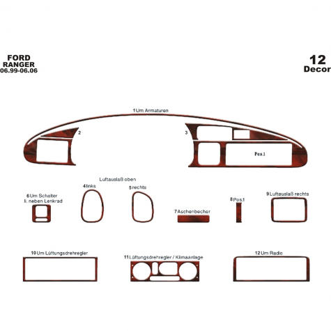 Ford Ranger Maun Kaplama 1999-2006 arası 12 Parça